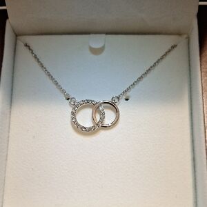 Elegant Silver Interlocking Circle Necklace